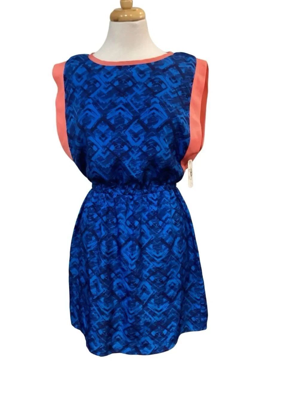 NWT Charming Charlie Dress Dark Blue and orange trim sleeveless Size Small